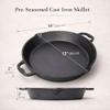20 Pre-seasoned Cast Iron Skillet With Dual Handles - Heavy-duty Frying Pan For Grill, Stovetop, Oven & Campfire Cooking, Perfect For Family Pizzas & Outdoor Meals 14-inch view 2