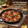 20 Pre-seasoned Cast Iron Skillet With Dual Handles - Heavy-duty Frying Pan For Grill, Stovetop, Oven & Campfire Cooking, Perfect For Family Pizzas & Outdoor Meals 14-inch view 3
