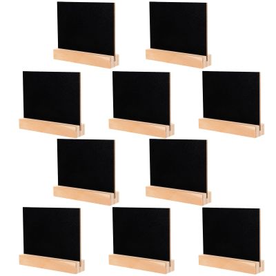 Veemoon 10pcs Two-Sided Wooden Blackboard Memo Boards Small Rectangular Tabletop Chalkboard Sign Message Tags for Home Office Classroom Dcor