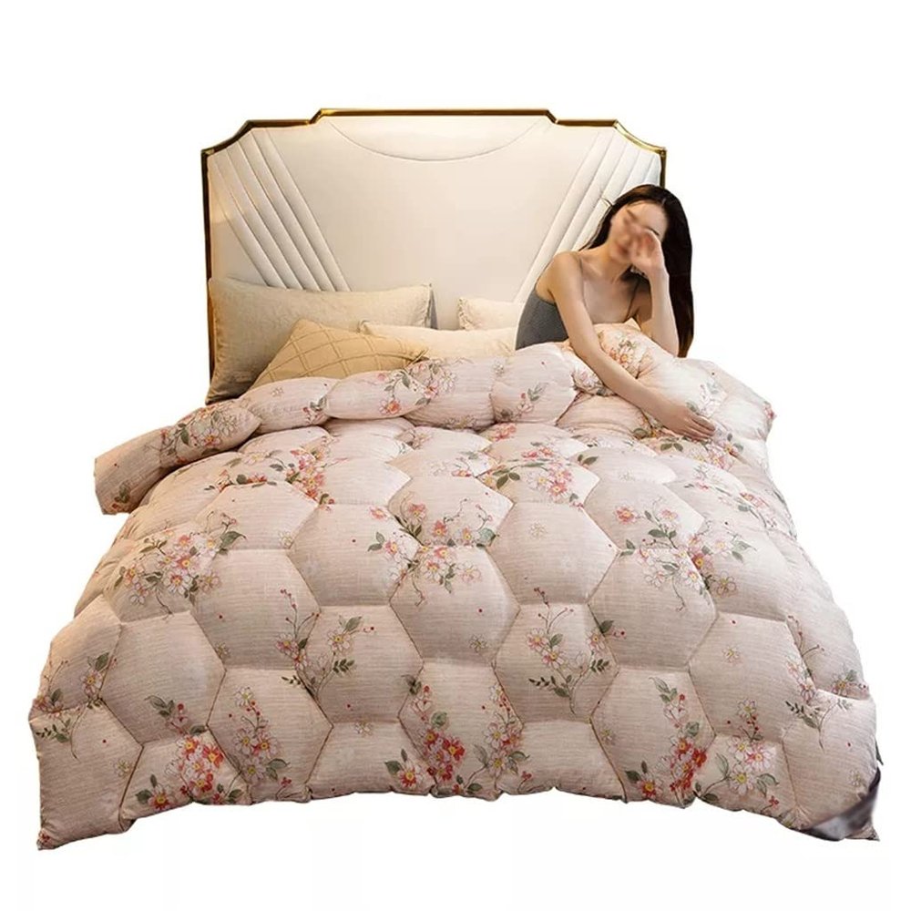 4 Season Duvet Hairy Thick Winter Bedding Warm Cotton Quilt 3D Print Under Quilt Home Textiles(220 * 240CM 5KG)