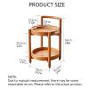 2 Tier Sofa End Table with Sturdy Legs, Solid Wood Side Table with 360 Swivel Wheels,Round Side Tables with Open Storage,Rolling Accent Cart for Living Room, Bedroom,Natural view 2
