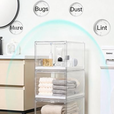 KUSDPNC Drawer-Style Storage Box for Hats, Dust-Proof Multi-Functional Wardrobe Organizer for Towels, Miscellaneous Items and Cosmetics (White)