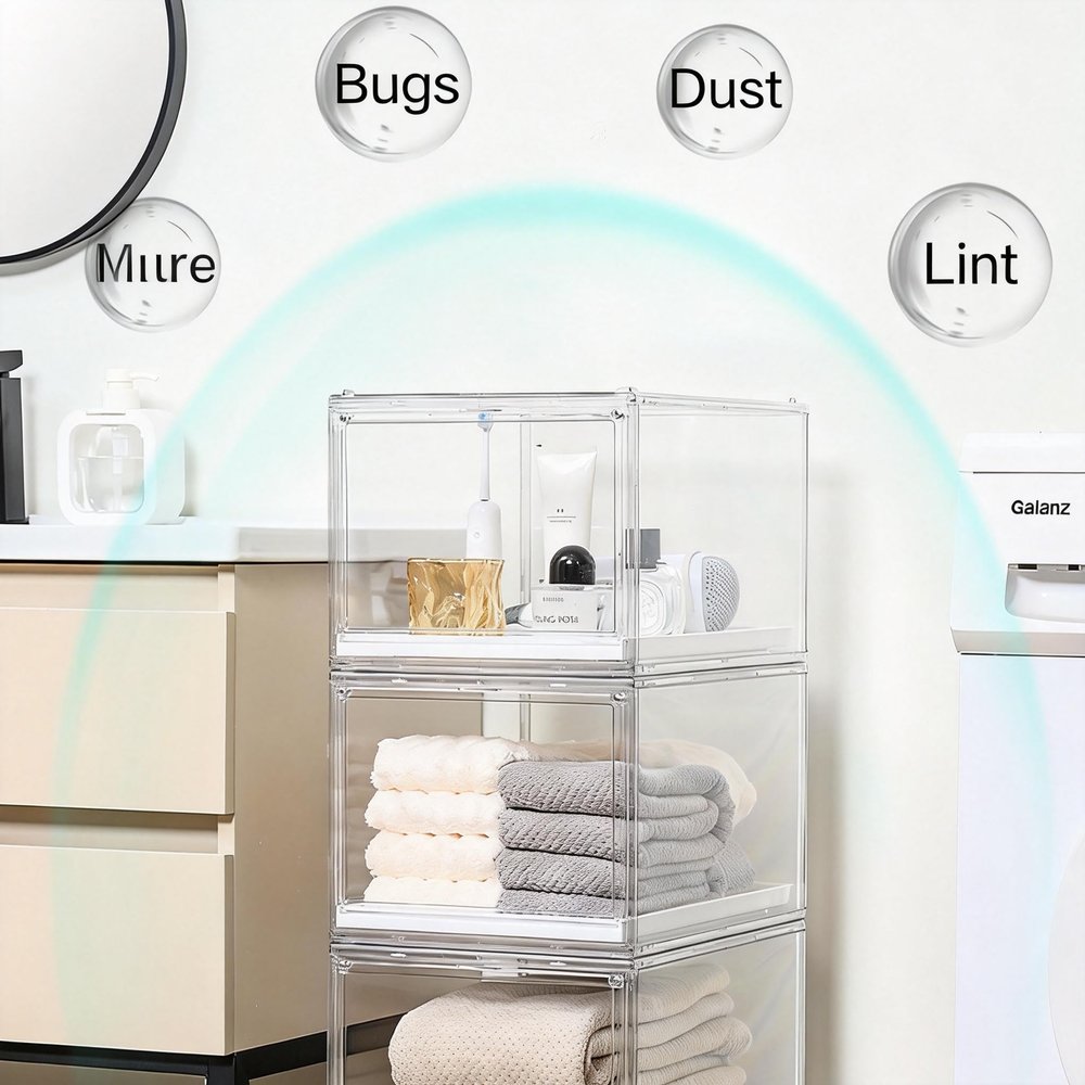KUSDPNC Drawer-Style Storage Box for Hats, Dust-Proof Multi-Functional Wardrobe Organizer for Towels, Miscellaneous Items and Cosmetics (White)