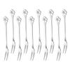 AUTSUPPL Stainless Steel Two Teeth Fruit Forks, Portable Dessert and Cake Forks, 10pcs Set for Home and Party Use view 1