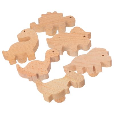 BESPORTBLE 6pcs Wooden Dinosaur Cabinet Knobs with Screws, Animal Drawer Pulls for Room, Natural Wood Dinosaur Dresser Handles for Nursery and Furniture