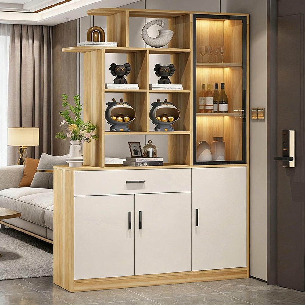 200CM/78.7in Height Wood Post Privacy Screens Entrance Hall Partition Screen Column Floor to Ceiling for Teahouse/Coffee Shop/Hotel/Studio(Style F,90 * 30 * 200cm/35 * 11 * 78in)