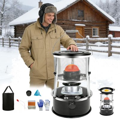 9000 Btu Kerosene Heater for Indoor Use, Non Electric Heaters for Indoor, For Power Outage & Emergency Survival, 18-21h Long Portable Radiant Heater with Accessory Kit, For Camping, Garage (Black)