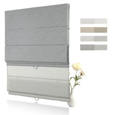 Boolegon Dual Layer Roman Shades, Day Night 2 in 1 Cordless Roman Blinds, Double Window Shades for Home, Thermal Insulation, My Dark Gray & Gray - Blackout & Filtering, 39" W x 48" H