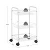 TEDILUVI 3 Tier Kitchen Trolley on Wheels with Handle for Bathroom Cabinet White Black view 2