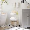 TEDILUVI 3 Tier Kitchen Trolley on Wheels with Handle for Bathroom Cabinet White Black view 3