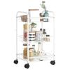 TEDILUVI 3 Tier Kitchen Trolley on Wheels with Handle for Bathroom Cabinet White Black view 4