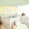 Bellemave Montessori Full Floor Bed with Playful Door & 23.6" H Guardrails, Solid Wood Montessori Floor Bed Frame, Low Profile & Rounded Corner Safe Design, No Slats, No Box Sring Needed, White view 3