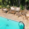 Royal Teak Collection Admiral Outdoor Sofa in Brown Sand, Deep Seating Teak Sofa with Wicker Rope for Patio Seating, Contemporary Residential and Commercial Outdoor Furniture view 2