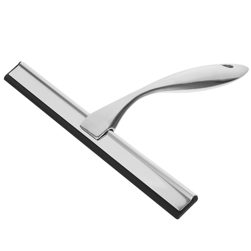 Hemobllo Stainless Steel Glass Door Squeegee with 10-inch Blade and Nail-Free Adhesive Hook, Shower and Car Window Cleaner for Bathroom Glass Doors and Car Windshields