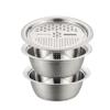 2026 New Thickened Stainless Steel Basin, 3-in-1 Multifunctional Mixing Bowls with Colander & Grater Set, Heavy Duty Rice Rinser and Vegetable Shredder for Kitchen (9.44"/24cm) view 1