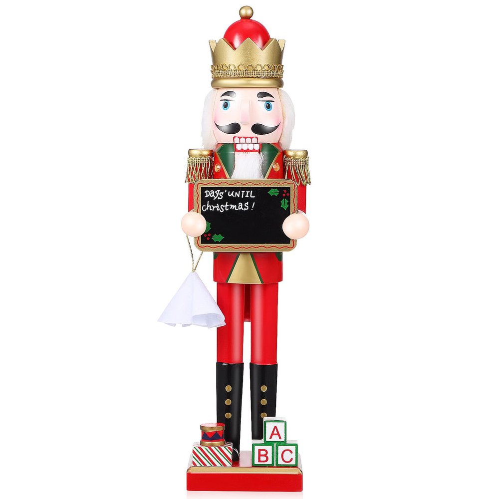 Ciieeo Wooden Nutcracker Figure with Small Blackboard, 38cm Xmas Decor