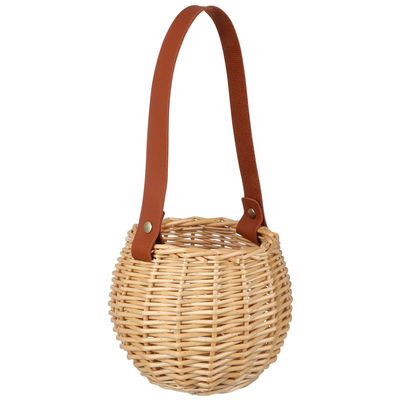 HYTROVE Woven Handcrafted Flower Girl Basket with Handle, Decorative Wicker Storage Basket for Weddings and Party Supplies, Portable Natural Weaving Flower Holder for Ceremony and Home