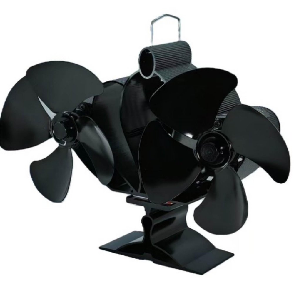 Vmohuyktx Power Efficient Stove Fan with Double 4 Drill Propellers High Warm Conductivity Aluminum Construction Wide Temperature Extent Heat Powered Stove Fan Denial Electricity