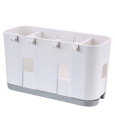 ASWRTYJO Wall Mounted Cutlery Drainer Rack with Drip Tray Utensils Organizer Spoon Fork Chopsticks Holder Caddy Kitchen Gadget Storage(Gray)