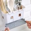 ASWRTYJO Wall Mounted Cutlery Drainer Rack with Drip Tray Utensils Organizer Spoon Fork Chopsticks Holder Caddy Kitchen Gadget Storage(Gray) view 4