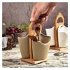 ASWRTYJO Wood Ceramic Chopstick Holder with Rackkitchen Storage Supplies Table Decoration(D) view 2