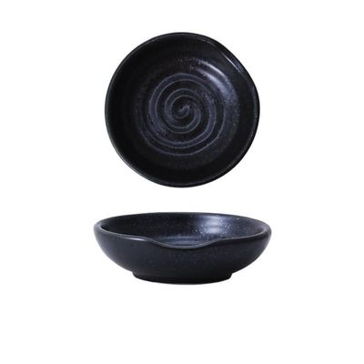 XUNTING Camping Plates Chinese Seasoning Dish Creative Ceramic Soy Sauce Dip Vinegar Plate Round Small Kitchen Supplies Tableware Dessert Tray Decorative Plate(B)