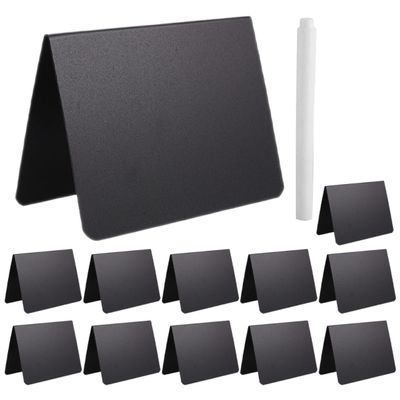 Levemolo Double-Sided Mini Chalkboard Sign, 12pcs 12080mm Matte Black Tabletop Memo Boards with Erasable Surface and 1 Chalk Pen for Restaurant Pricing and Desktop Message Display