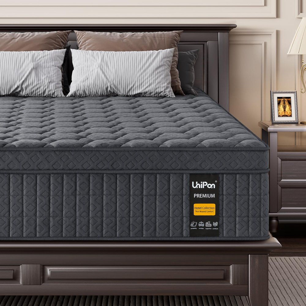 UniPon 14 inch Firm Mattress Queen, Hybrid Mattress with Back and Lumbar Hip Support, Fiberglass Free, 365 Nights Trial, 10 Years Warranty