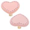 ABOOFAN Heart Shaped Brass Leather Drawer Handles for  Wardrobe and Cabinet, Thickened Pink Leather Pulls 2pcs, Single Hole Furniture Hardware for s Room view 1