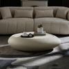 45.28" Oval Coffee Table, Modern Faux Stone Circle Center Tables Accent Drum End Side Table for Living Room, No Installation Required,White view 4