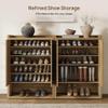 SICOTAS Shoe Cabinet Storage for Entryway - 72-Pair Shoe Cabinets with Doors and Adjustable Shelves, Modern Large 7-Tier Shoes Storage Cabinet for Mudroom Closet Hallway Living Room, Brown Oak, 3PCS view 4
