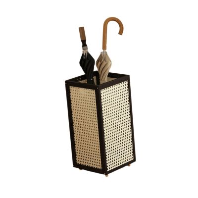 Lastic Rattan Free Standing Umbrella Rack Stand,Square Standing Umbrella Holder,Suitable for Hotel Offices Home(Color1)