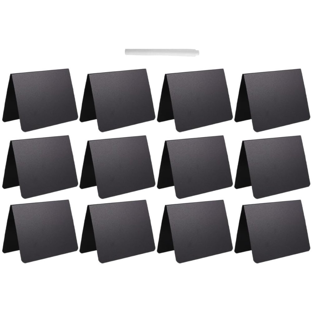 BESPORTBLE Double-Sided Mini Chalkboard Erasable Writing Memo Board 12080mm Matte Black Desktop Message Sign for Shop Table Display 12pcs with Chalk Marker