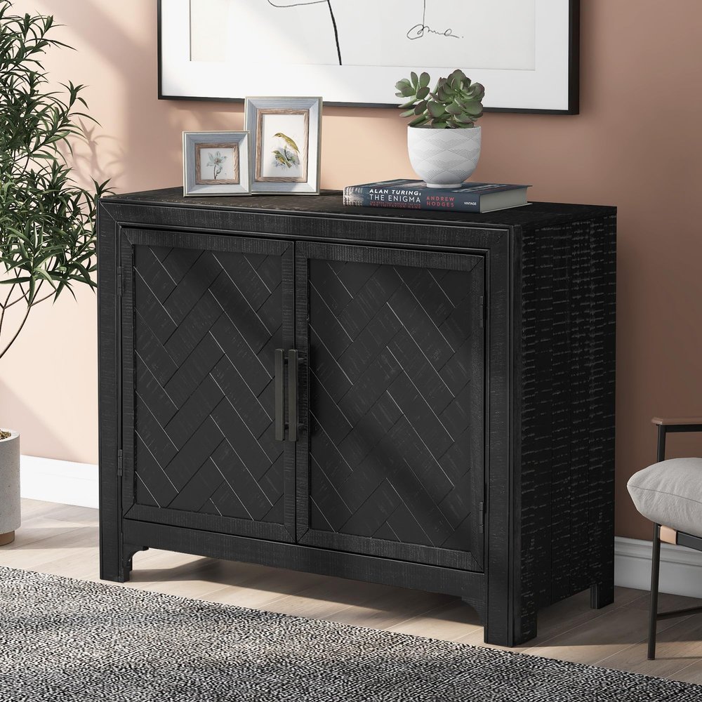 40'' Modern Cabinets with Unique Design Doors with 1 Adjustable Shelves,Suitable for Multiple Rooms Such as Living Room and Study Room