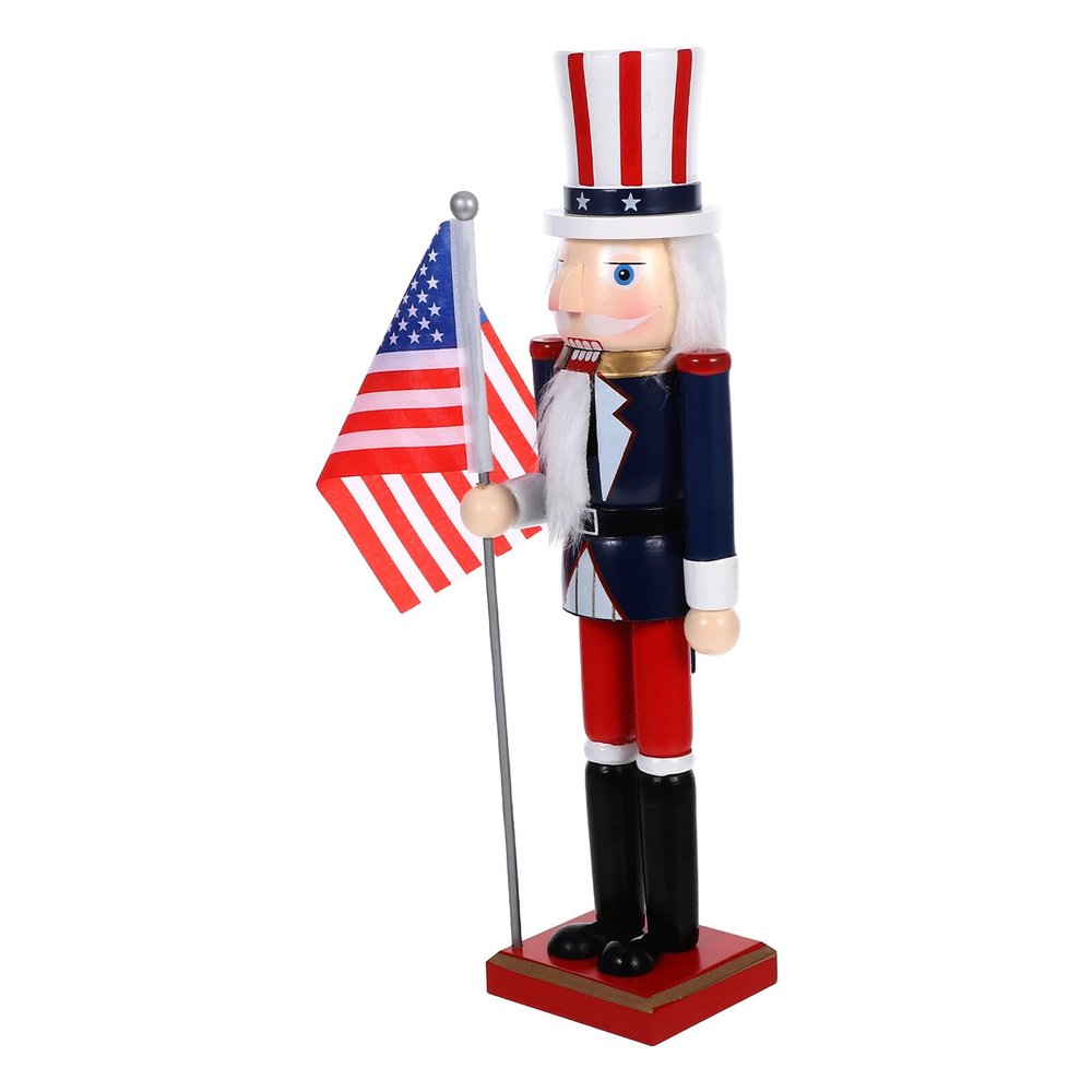 LALAFINA Wooden Nutcracker Soldier Statue 38cm Xmas Patriotic Display