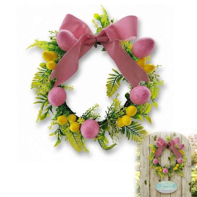 12Inches Vintage Easter Wreaths for Front Door,Easter Wreaths for Front Door with Colorful Eggs,Artificial E-Aster Colorful Egg Wreath Decorations,for Spring Summer Home Wedding Holiday Party Decor