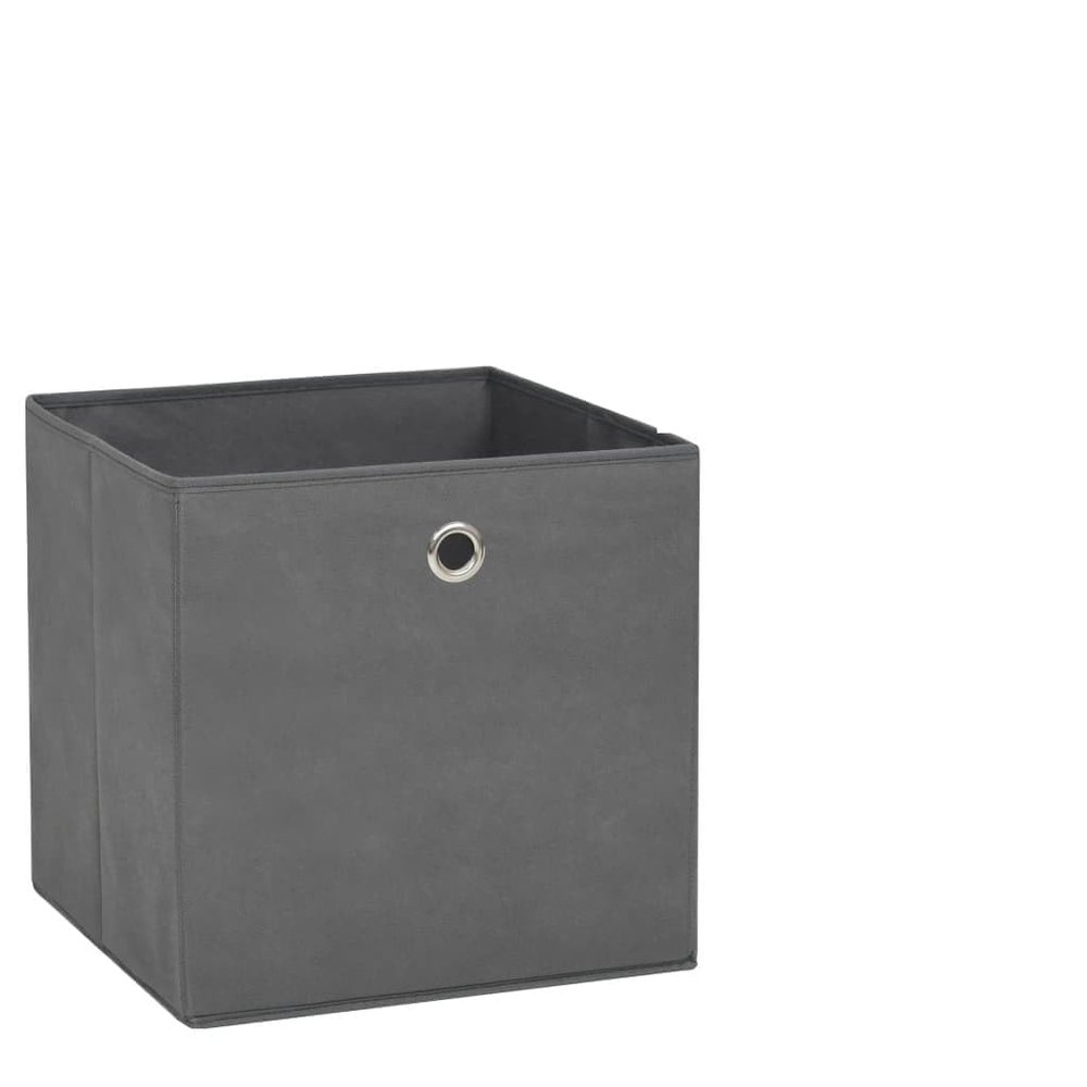 YUTAASU Gray Non-woven Fabric Collapsible Storage Box Set of 10, 11x11x11 Inch Cube Organizer with Metal Handles for Home Closet Bedroom, Space Saving Foldable Design, Durable Fabric