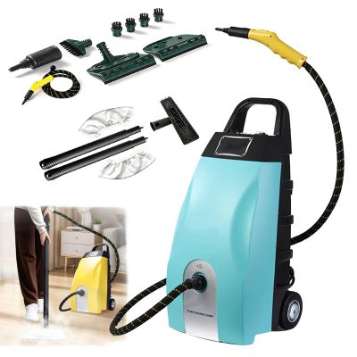 LURECAQING Commercial Steam Cleaner, 3000W Heavy Duty, 3.5L Tank, 230F High Temp Steam for Restaurant Kitchen & Car, Lightweight Steamer, with 6 Brush Heads,20 - sec Heat - Up Blue