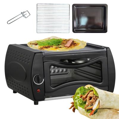 2 in 1 Tandoor Oven with Disk and Clamp, 2100W, Temperature Control, Visual Glass, Hot Top Plate, for Chapati, Lahmacun, Manakish and Naan Bread, Round Door