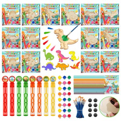 HandTool 144pcs Dinosaur Party Favors, Wooden Dinosaur Crafts for Kids