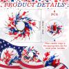 6 PCS Patriotic American Candle Rings Wreaths 4th of July Red White and Blue Floral Candle Rings Holder with Forsythia Flowers Mini Independence Day Wreath for Party Home Table Centerpiece Decor view 3