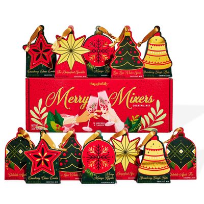 Holiday Cocktail & Mocktail Powder Mix Ornament Gift Set, Set of 12