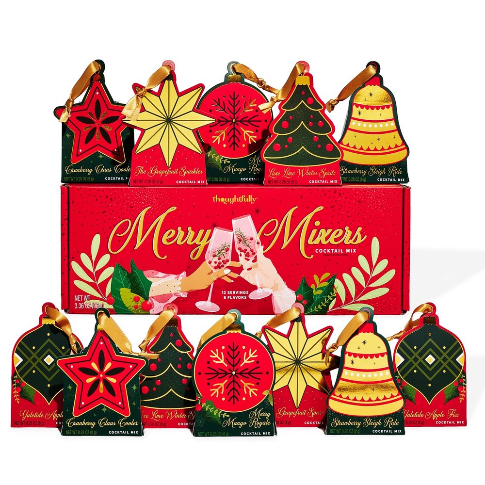 Holiday Cocktail & Mocktail Powder Mix Ornament Gift Set, Set of 12