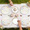 Wildflower Party Decorations, 96PCs Spring Floral Birthday Decorations Serve 24 Include Plates, Napkins, Forks for Wildflower Baby in Bloom Baby Shower Tea Garden Party Decorations view 4