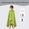 VOOVA & MOVAS Kids Hooded Bath Towel, 6-10 Years, 100% Cotton,Green Waffle view 2