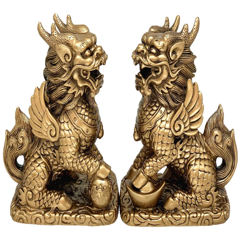 Betterdecor A Pair of Feng Shui Imperial Guardian Chi Lin/kei Loon/qi Lin for Anti Bad Chi Home Office Decoration Housewarming Congratulation Gift