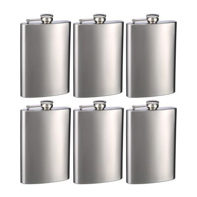 Top Shelf Flasks Stainless Steel Hip Flasks, 8 oz, Set of 6