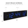 Ivation Oversized Large Digital Wall Clock - Big LED Digital Clock w/Large Display, Shelf or Wall Mount (24 Inch - Blue) 6 Brightness Levels | Time Memory | Remote, Mounting Holes & Hardware view 2