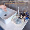 QTQZDD Crystal Glass Soap Dispenser for Bathroom, Modern Decorative Hand Soap Dispenser with Rust Proof Stainless Steel Pump, Lotion Dispenser for Kitchen Hotel Club Ornaments-Clear Glass view 2
