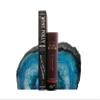 AMOYSTONE Teal Agate Geode Bookends, Unique Natural Crystal Book Holder 2-3 LBS with Rubber Bumpers, Sujetalibros for Small Books and Kitchen Cookbooks, Stylish and Functional view 1